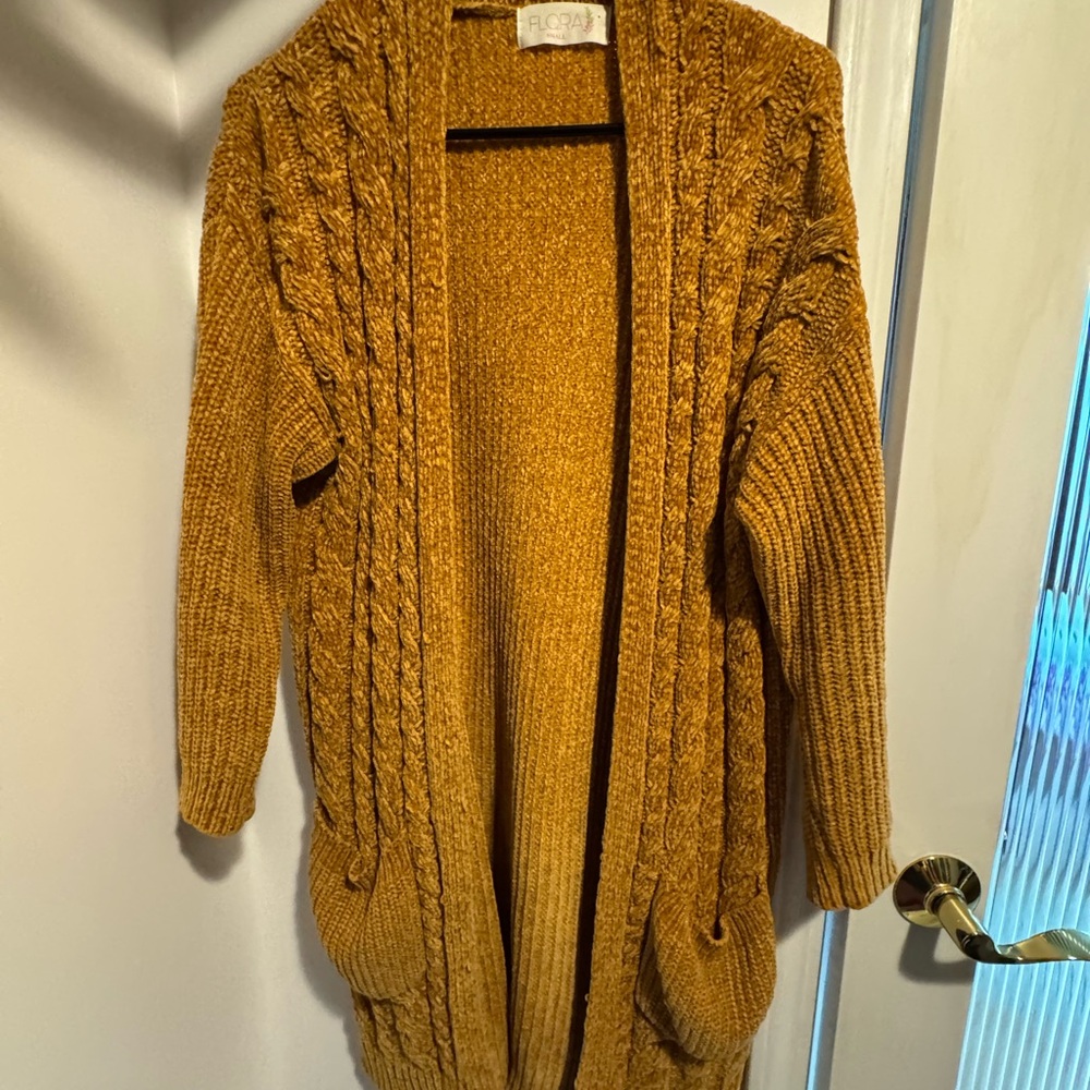 Cozy Mustard Cable Knit Cardigan